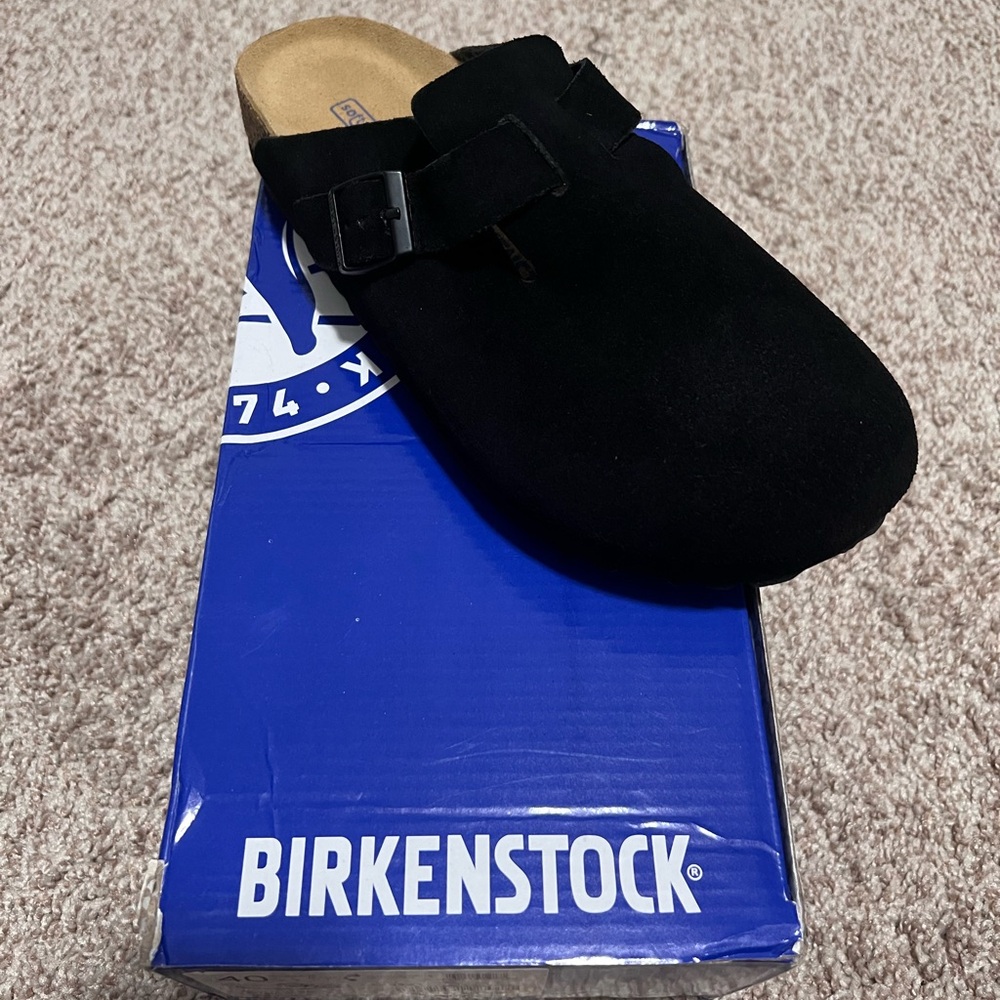 Birkenstock Women’s Black Suede Slip-Ons